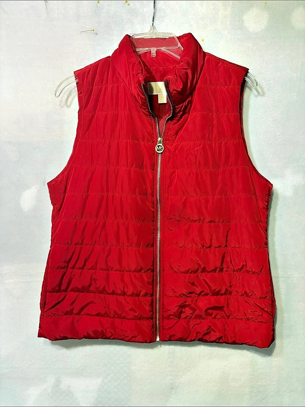 Michael Kors Quilted Puffer Vest in Red Size Large